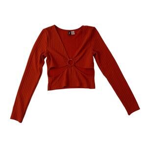 Divided women's Long Sleeve Cutout Detail Top Size Small